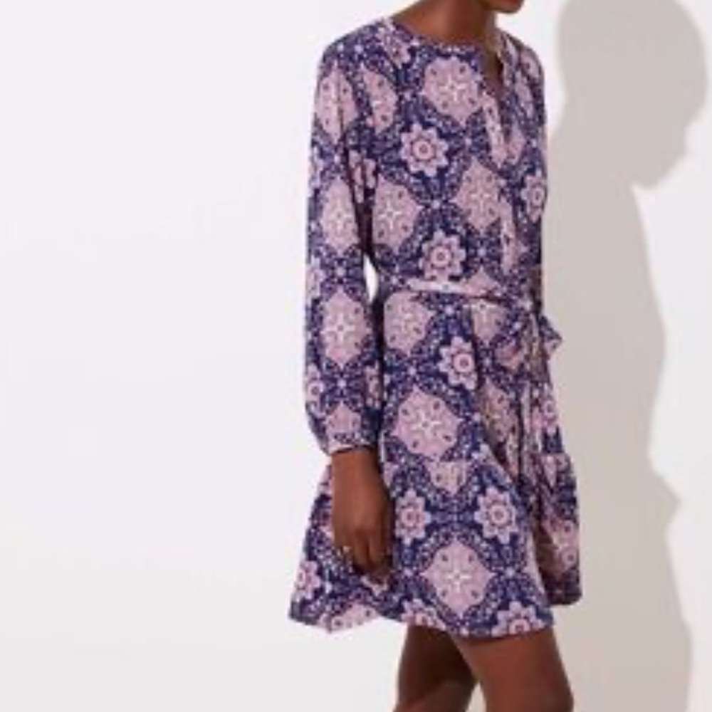 LOFT Multicolor Geometric Pattern Dress